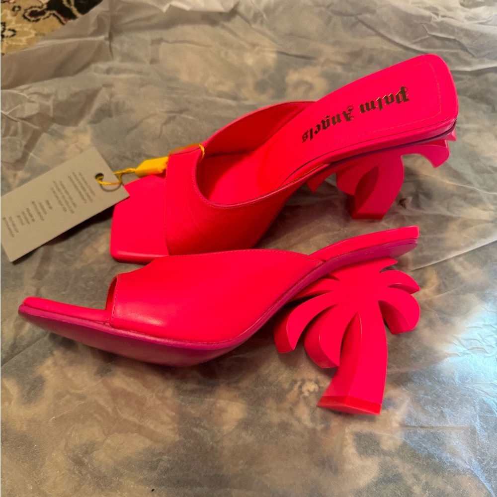 Neon pink Palm Angels Palm heel mule size 36 (US 6) with 4 inch heel